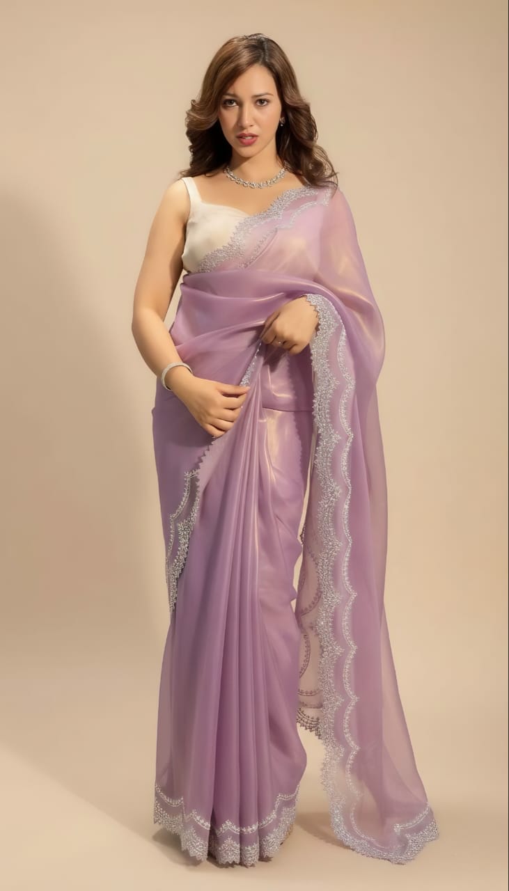 Royal Lilac Organza Saree