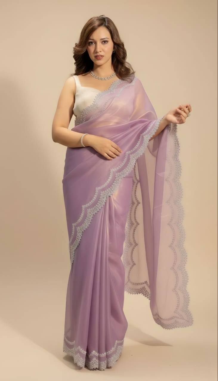 Royal Lilac Organza Saree