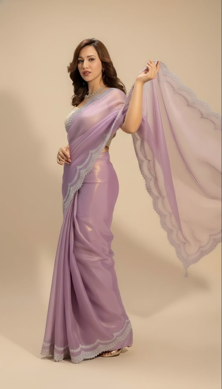Royal Lilac Organza Saree