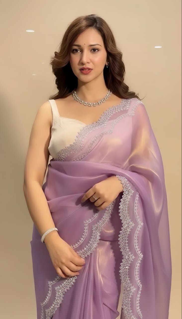 Royal Lilac Organza Saree